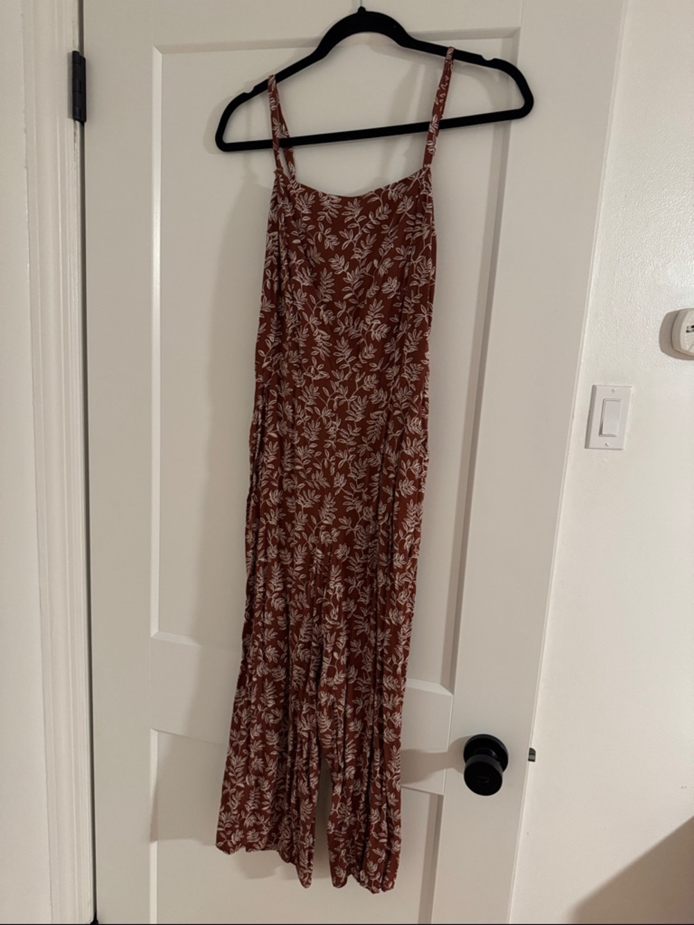 Old Navy Rust Floral Jumpsuit  with White Leaf Print